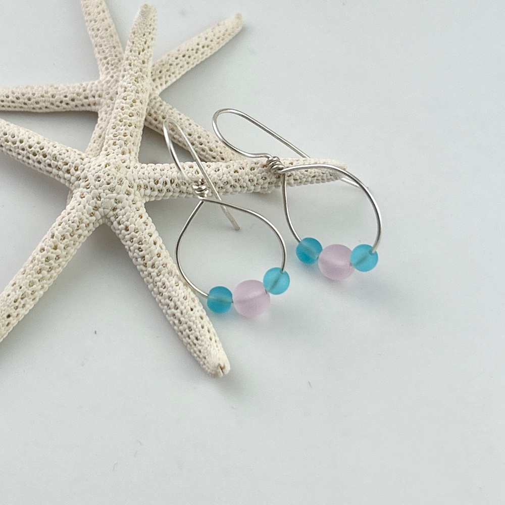 Island Dew Drop Sea Glass Earring Boho Coastal Jewelry -Kehau Drops